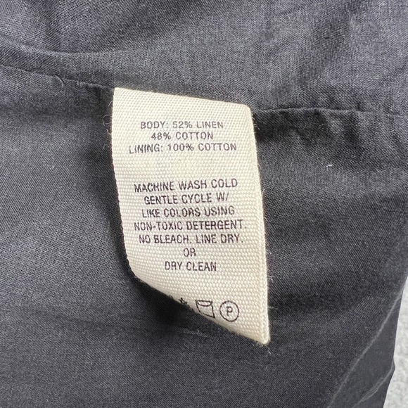 Alex Mill Linen Blend Mini Dress Womens XL Button‎ Front Sleeveless Casual Black - Picture 11 of 11